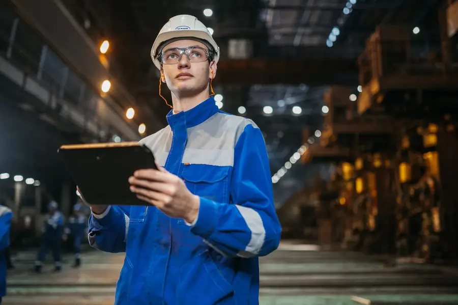 Técnico revisando una instalación con documentación de mantenimiento